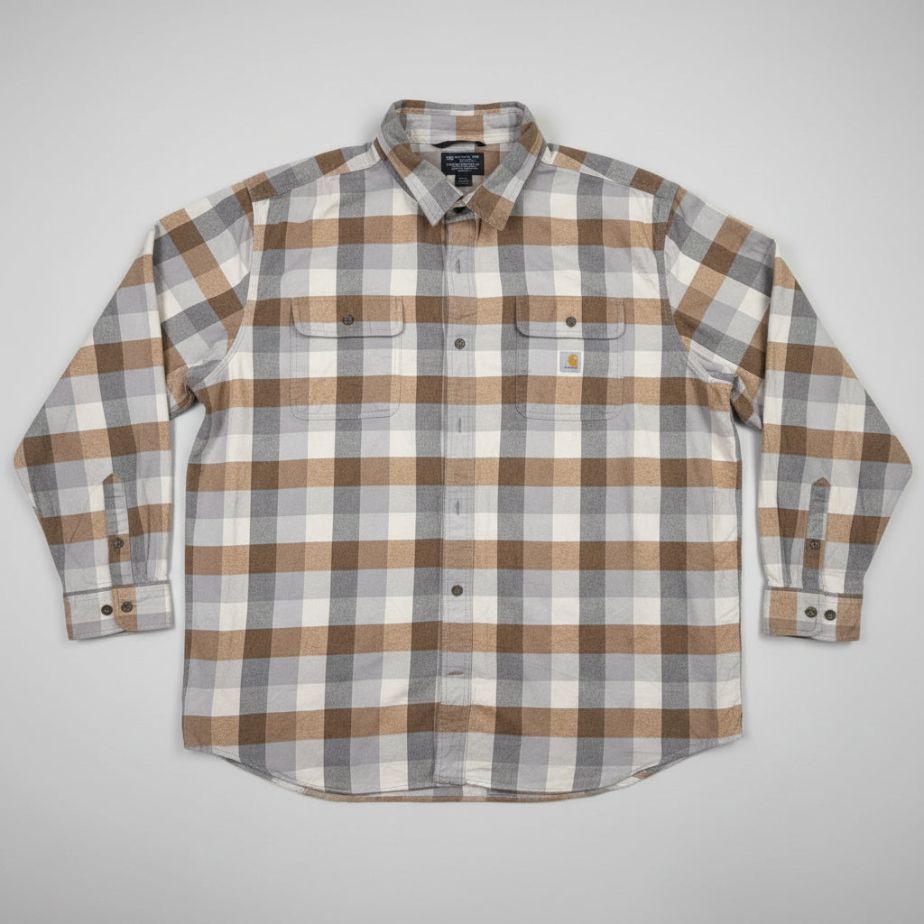 Carhartt Mens Plaid Flannel Long Sleeve Button Up Shirt Loose Fit 2XL