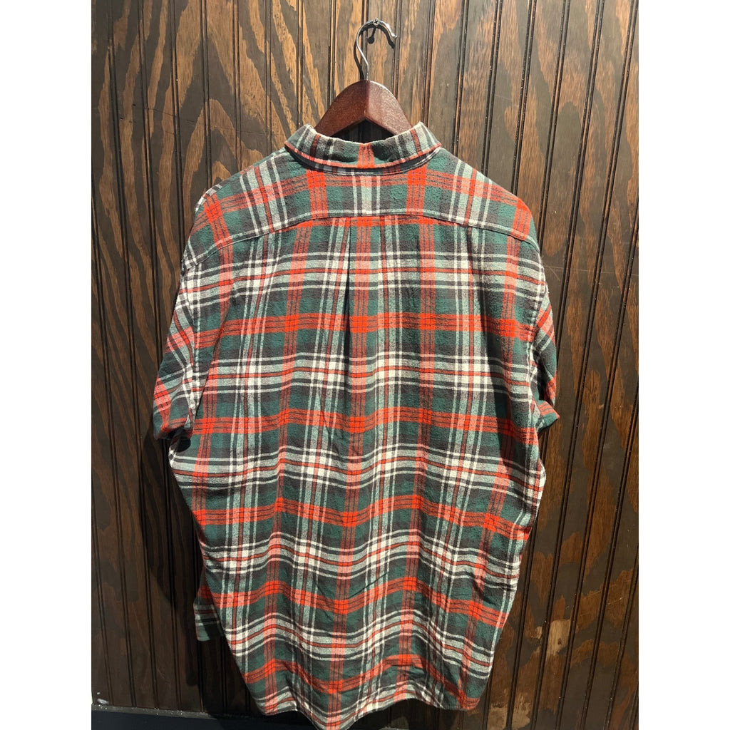 Polo Ralph Lauren Mens Plaid Flannel Button Down Shirt Red Green White Large
