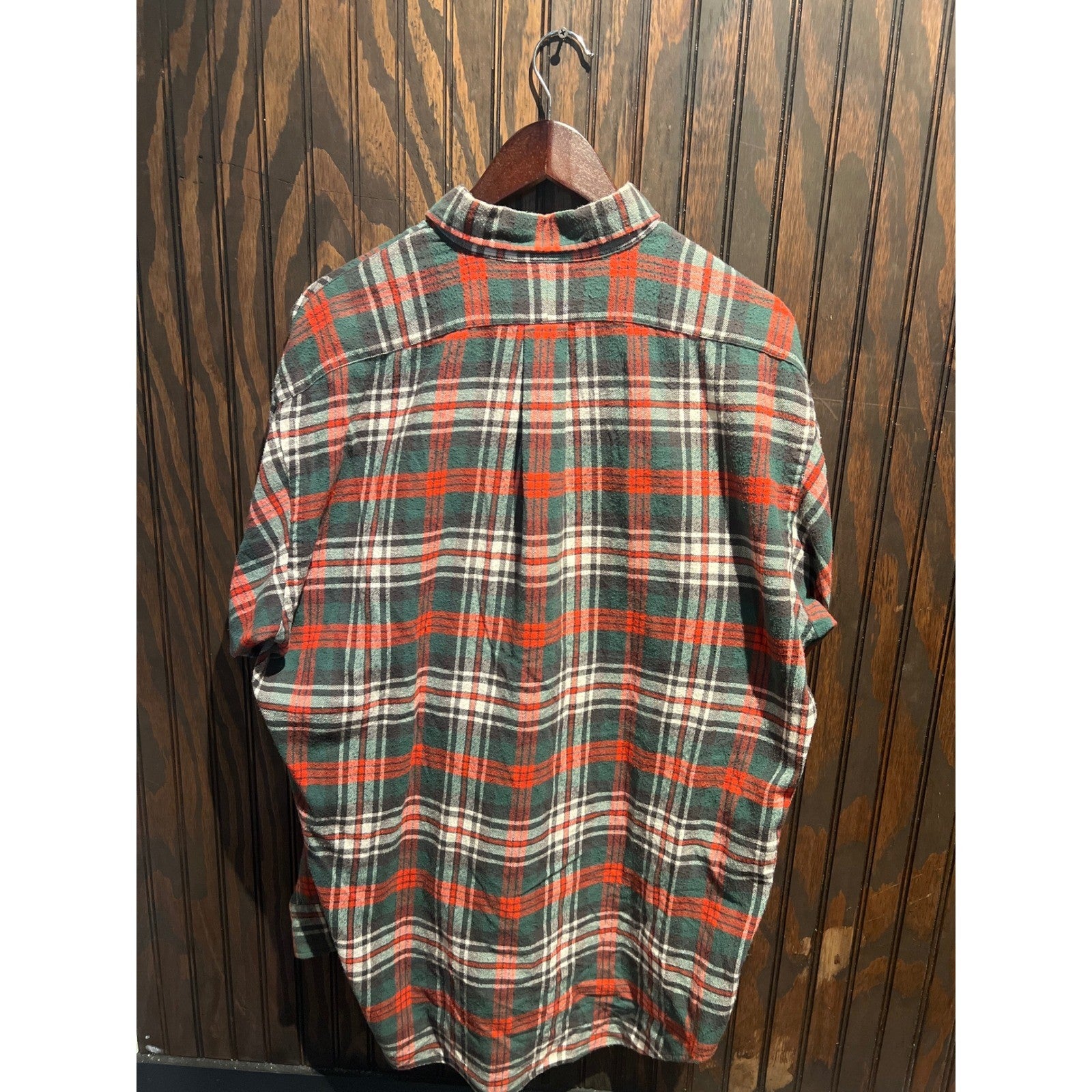Polo Ralph Lauren Mens Plaid Flannel Button Down Shirt Red Green White Large