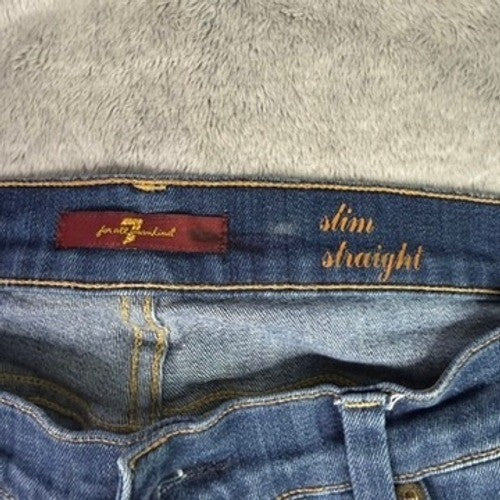 7 For All Mankind Slim Straight Blue Wash Denim Jeans Women's Size 30 x 26