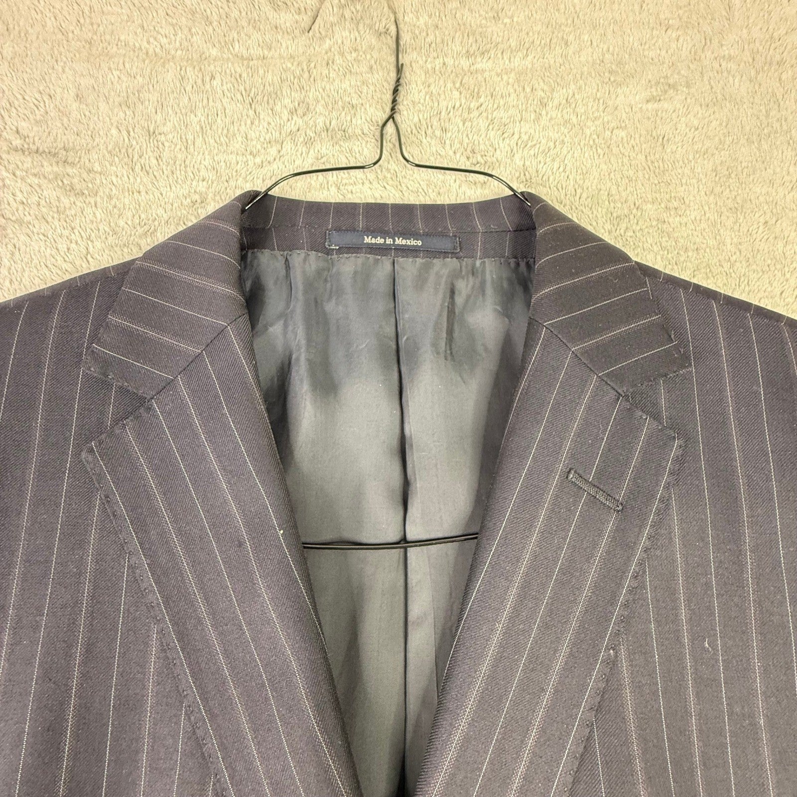 Z Zegna Mens Pinstripe Blazer Navy Blue Wool 2-Button Suit Jacket 50R 280CG4