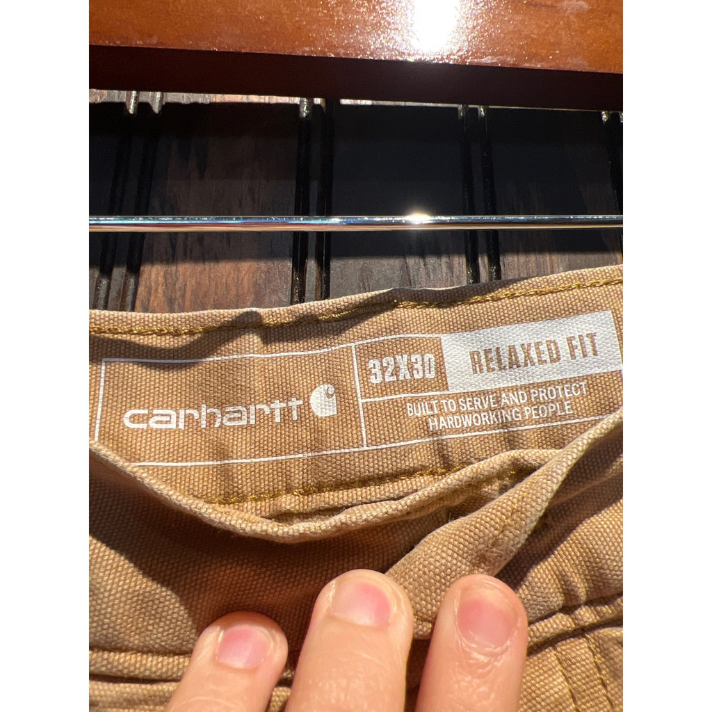 Carhartt Mens 32x30 Relaxed Fit Double Front Utility Work Pants Brown Canvas