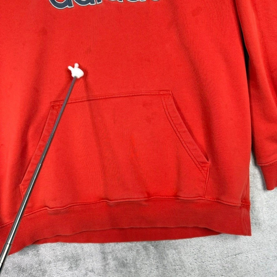 Adidas Orange Pullover Hoodie with Logo Pocket Sweatshirt Mens Size Large