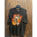 Harley-Davidson Skeleton Biker Flame Graphic T-Shirt Black Mens Large 29.5x21