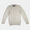Lahmar Mens Cream Cable Knit Sweater Long Sleeve Crewneck Size M Made in USA