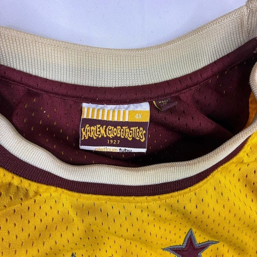 Harlem Globetrotters Platinum FUBU Basketball Jersey Geese 35 4X Yellow