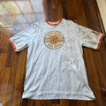Lucky Brand Mens XL Ringer T-Shirt White Orange Graphic Made in USA Cotton 0244