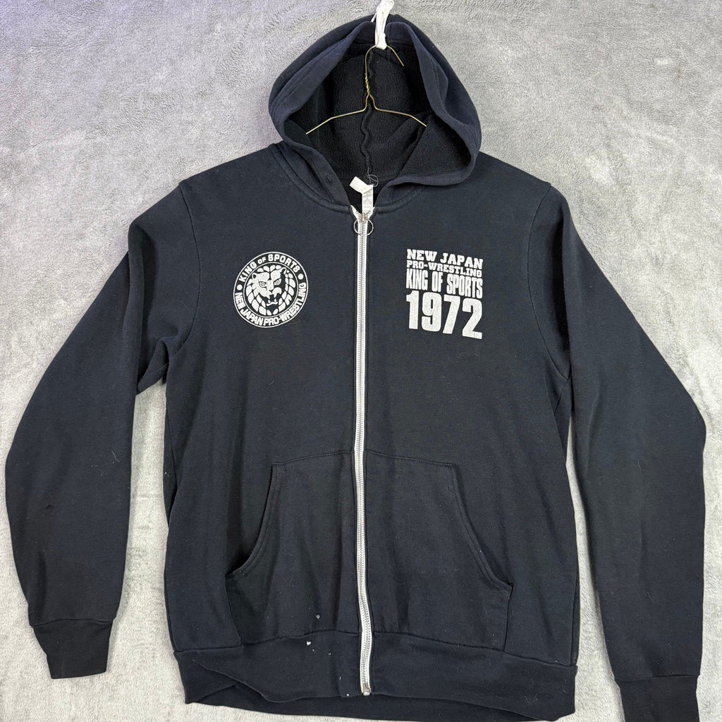 New Japan Pro Wrestling King of Sports 1972 Black Zip Hoodie Men's Size M