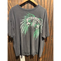 Ireland Graphic T-Shirt Faded Black Green Winged Shamrock Celtic Tee XL 25x29