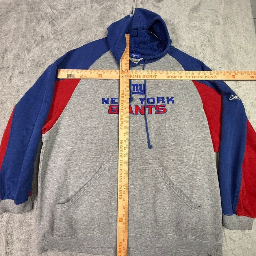 Reebok New York Giants NFL Football Hoodie Sweatshirt Mens Large Gray Blue Red