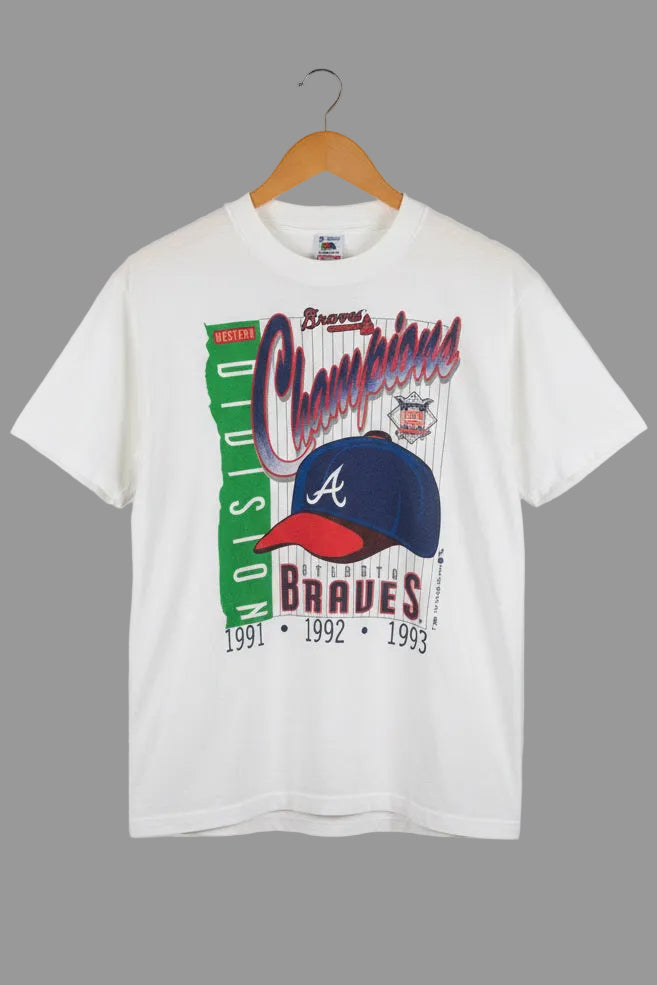 Vintage 1993 Atlanta Braves Western Division Champions T-Shirt Fruit of the L M
