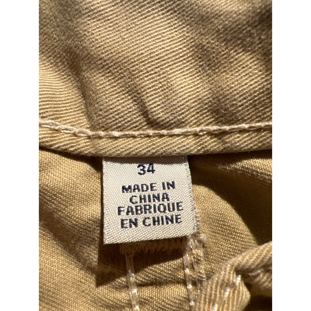 True Religion Ricky Straight Leg Khaki Tan Pants Mens 34x33 Horseshoe Stitching