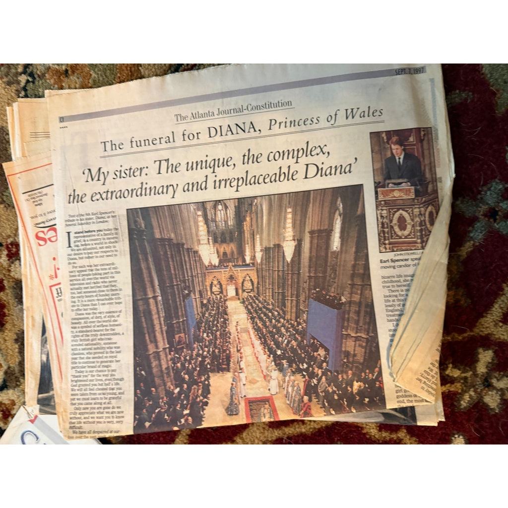 Vintage Princess Diana Funeral Newspaper 1997 Atlanta Journal USA Today Lot
