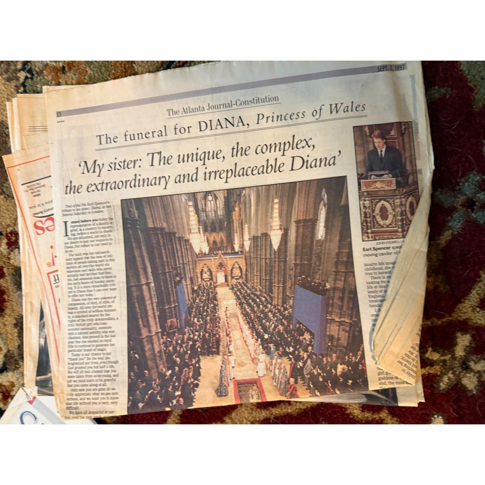 Vintage Princess Diana Funeral Newspaper 1997 Atlanta Journal USA Today Lot