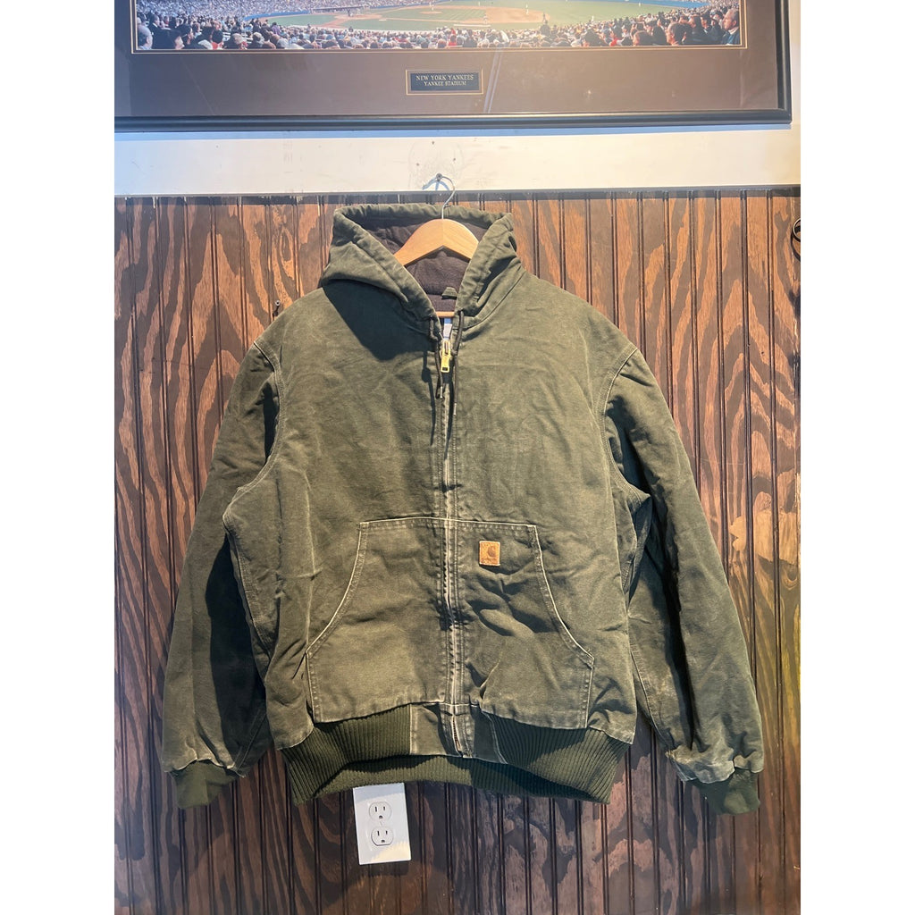 Carhartt J130 MOS Moss Green Active Jacket Quilted Flannel Lined Mens Large