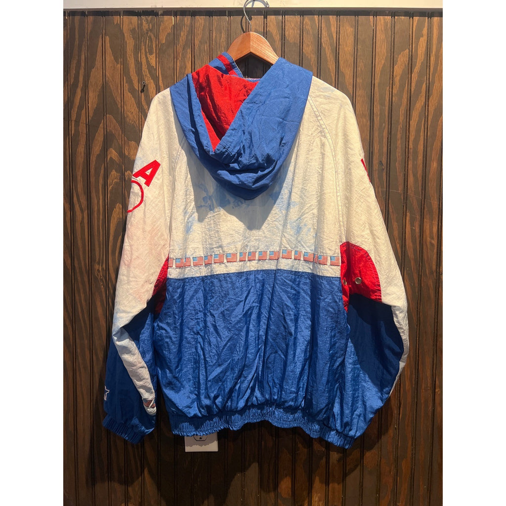 Vintage Starter USA Olympics Windbreaker Half Zip Pullover Jacket Blue White Red