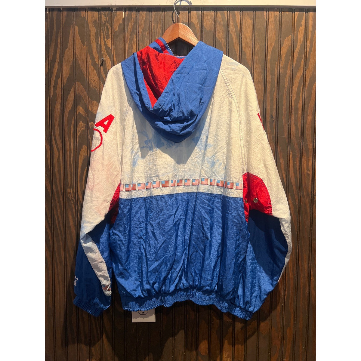 Vintage Starter USA Olympics Windbreaker Half Zip Pullover Jacket Blue White Red