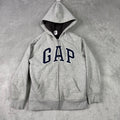 Gap Kids Boys Girls Gray Sherpa Lined Zip Up Hoodie Sweatshirt Size L