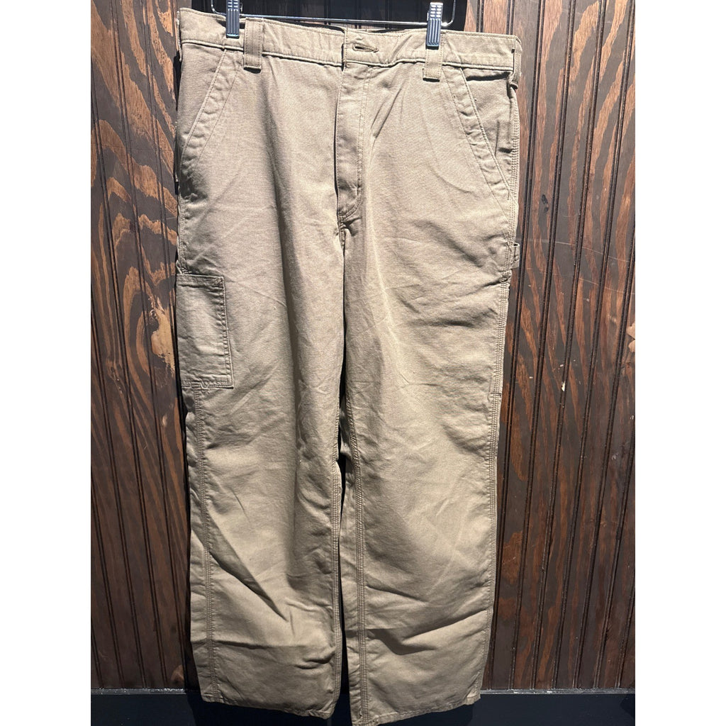 Carhartt Loose Fit Canvas Carpenter Pants Tan Brown Mens 34x30 Utility Workwear