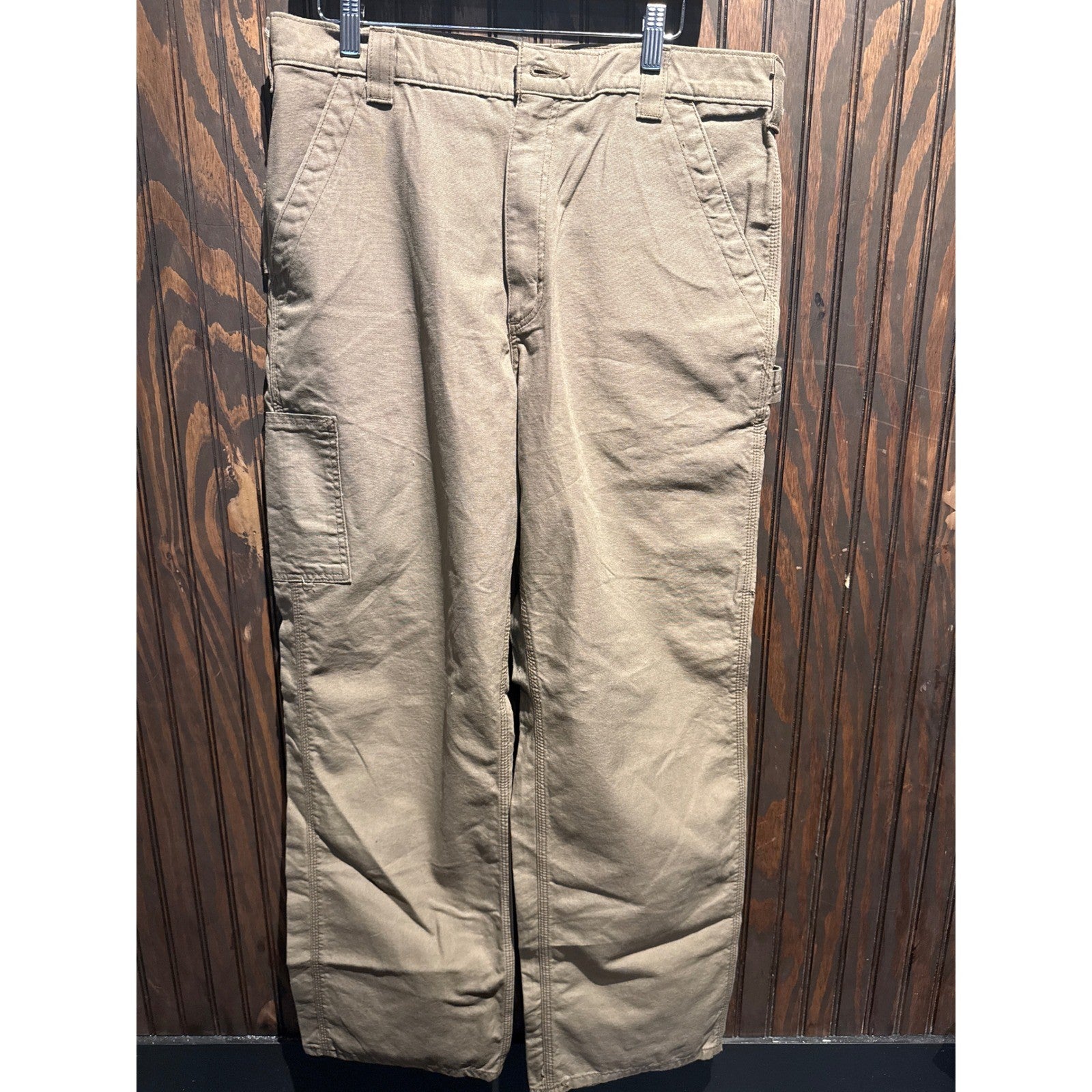 Carhartt Loose Fit Canvas Carpenter Pants Tan Brown Mens 34x30 Utility Workwear