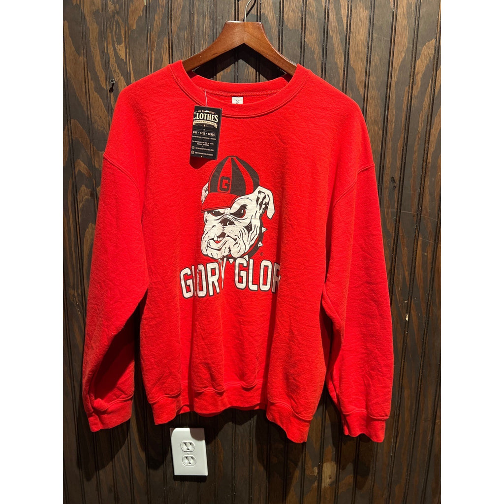 Georgia Bulldogs Glory Glory Uga Mascot Red Crewneck Sweatshirt Mens XL 24x27