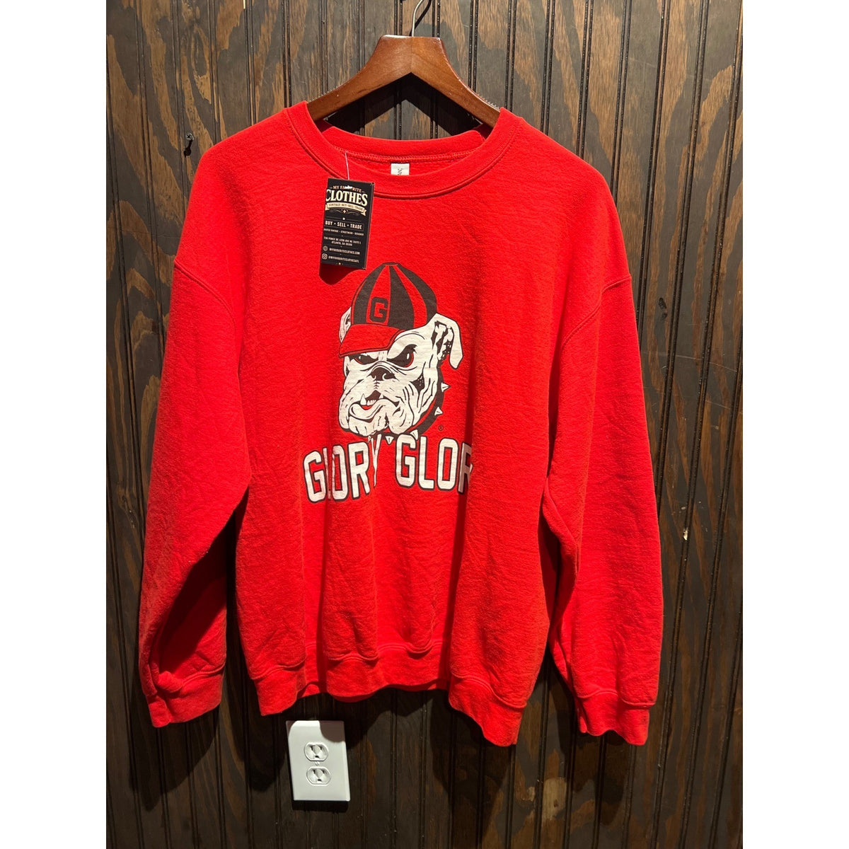 Georgia Bulldogs Glory Glory Uga Mascot Red Crewneck Sweatshirt Mens XL 24x27