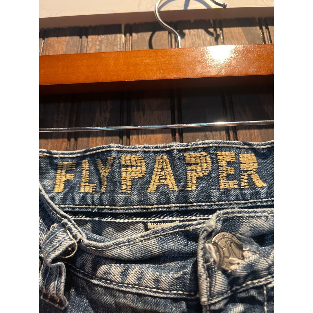Flypaper Mens Distressed Straight Leg Jeans Light Wash Ripped Denim Blue 34x29
