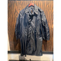 Vintage Navy Blue Longline Trench Coat Epaulet Button Front Overcoat Duster