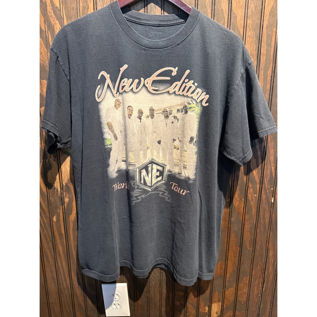 New Edition World Tour Graphic T-Shirt Faded Black Mens XL R&B Band Tee