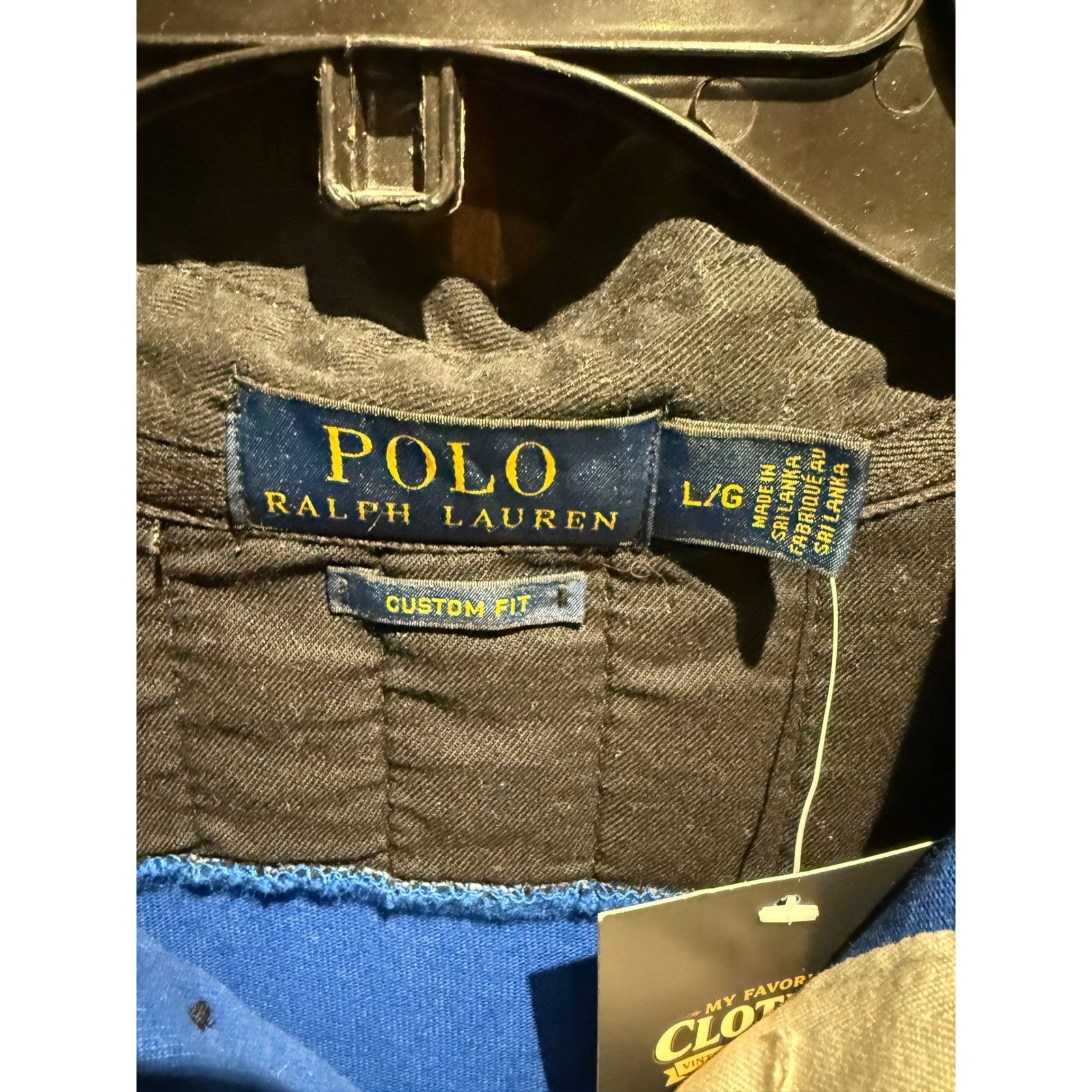 Polo Ralph Lauren Mens Blue Black Custom Fit Long Sleeve Rugby Shirt Large L/G