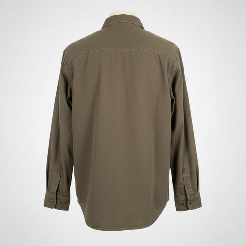 Carhartt Mens Flannel Lined Canvas Work Shirt Brown Plant Bowen Embroidery XL