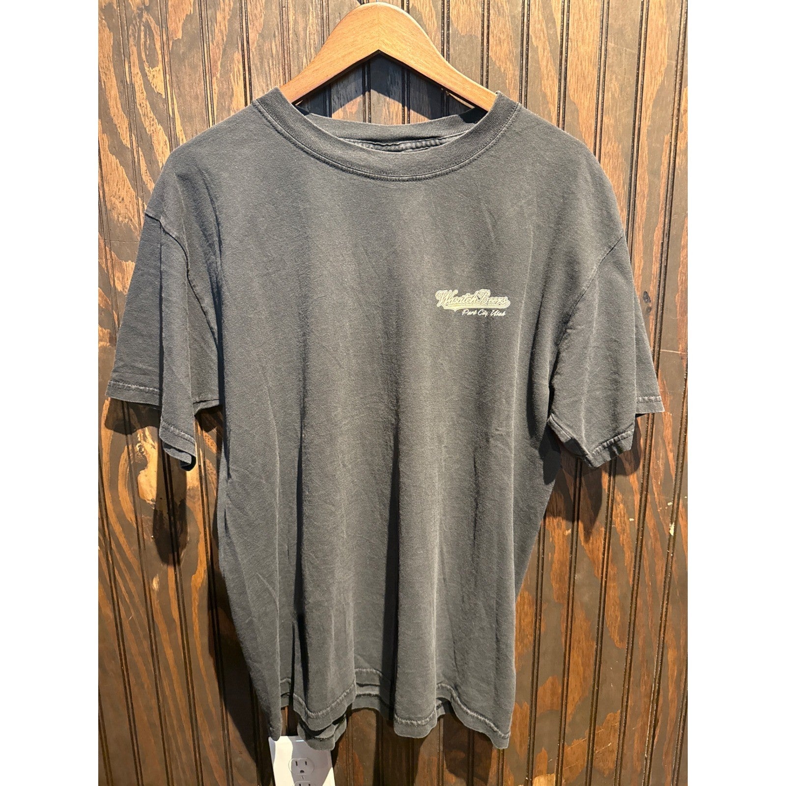 Wasatch Brew Pub Park City Utah T-Shirt Faded Black Graphic Tee Mens XL