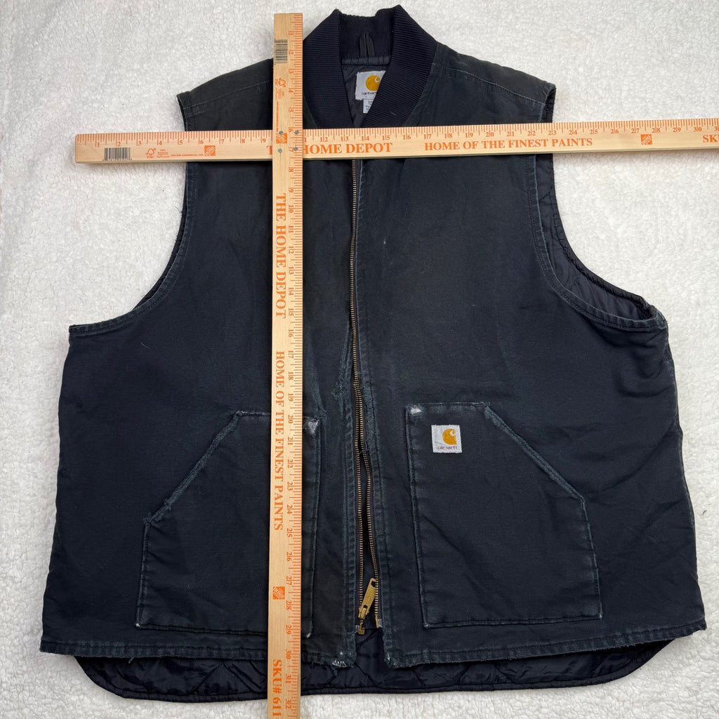 Carhartt Mens Quilted Vest Black Full Zip Workwear Insulated Size 3XL