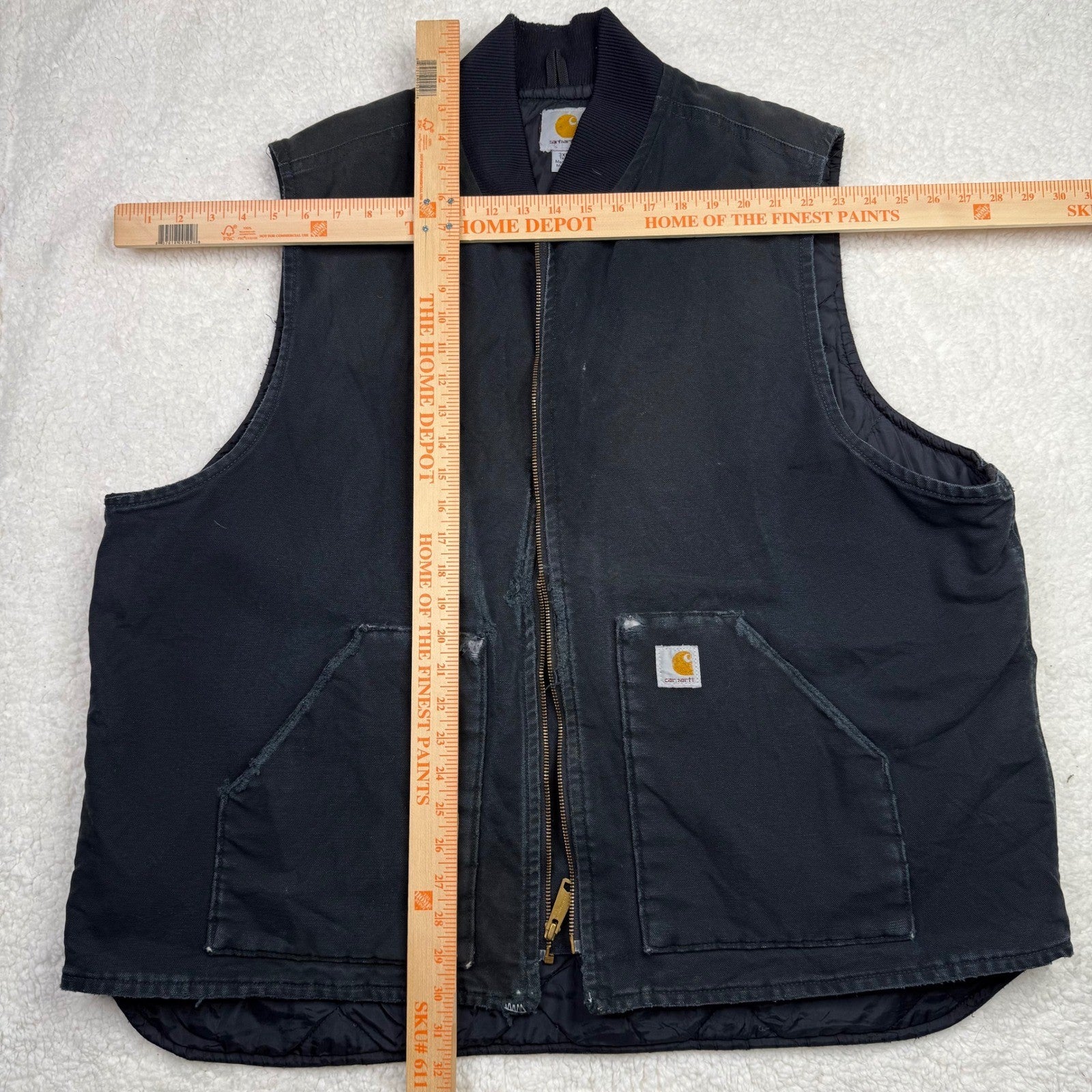 Carhartt Mens Quilted Vest Black Full Zip Workwear Insulated Size 3XL