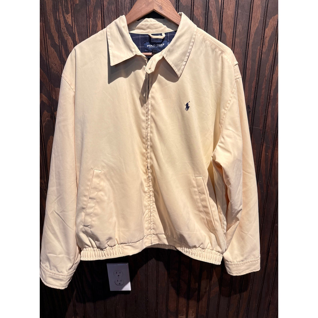 Polo Golf Ralph Lauren Harrington Jacket Cream Beige Navy Pony Mens XL 26x27
