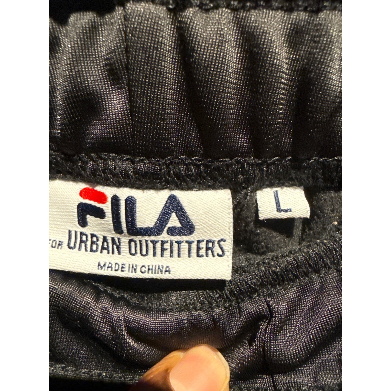 Fila Mens Black Red White Snap Button Side Stripe Track Pants Tearaway 17x31