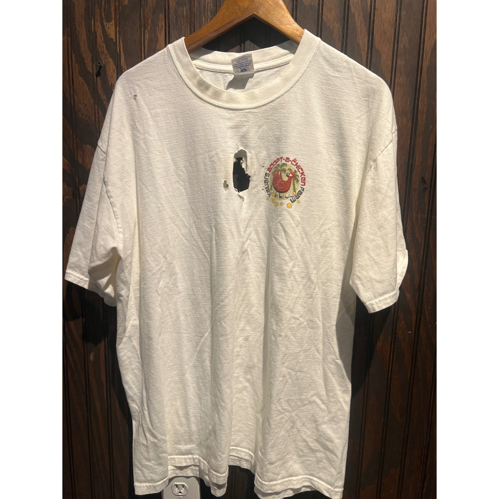 Vintage Kauai Adopt A Chicken Farm Hawaii Distressed Graphic T-Shirt White XL
