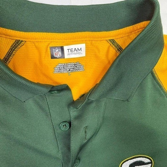 Green Bay Packers NFL Team Apparel Polo Shirt Men's Large Green Yellow