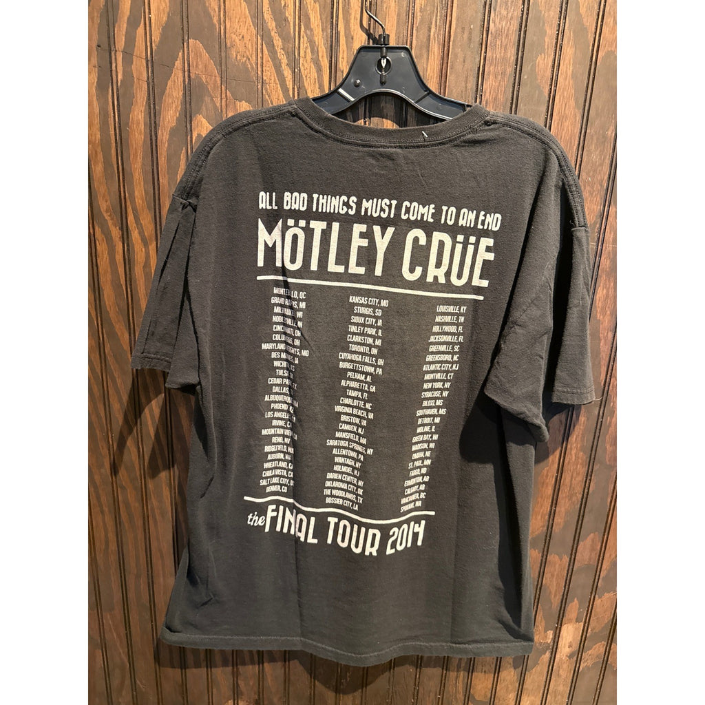 Motley Crue The Final Tour 2014 Graphic T-Shirt Mens Large Black All Bad Things