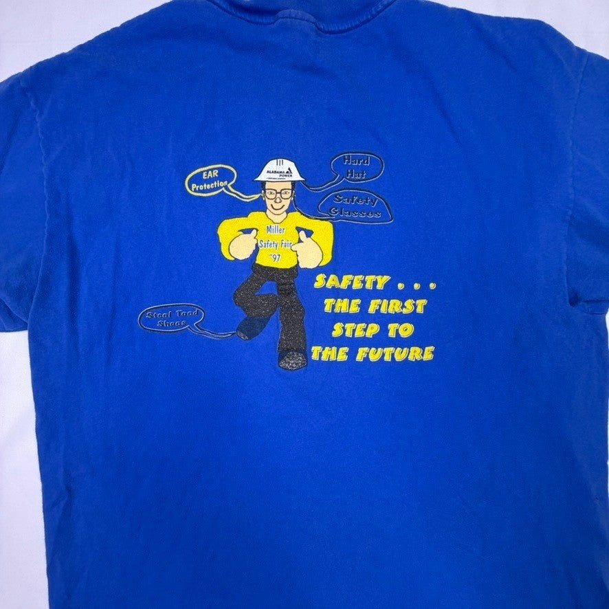 Alabama Power Safety First Pocket T Shirt Blue Hanes Beefy XL Graphic Tee