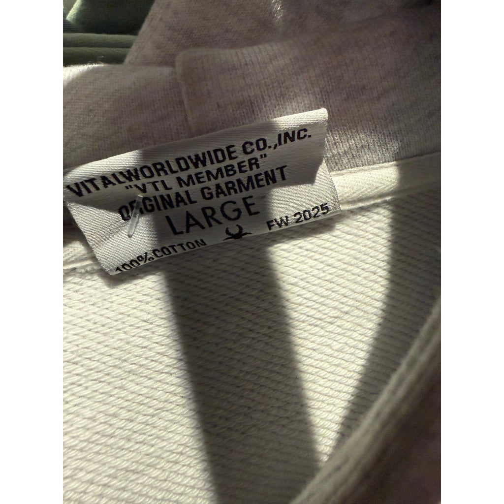 Vital Worldwide Co Rhinestone Distressed Zip Hoodie Grey FW2025 Mens Large