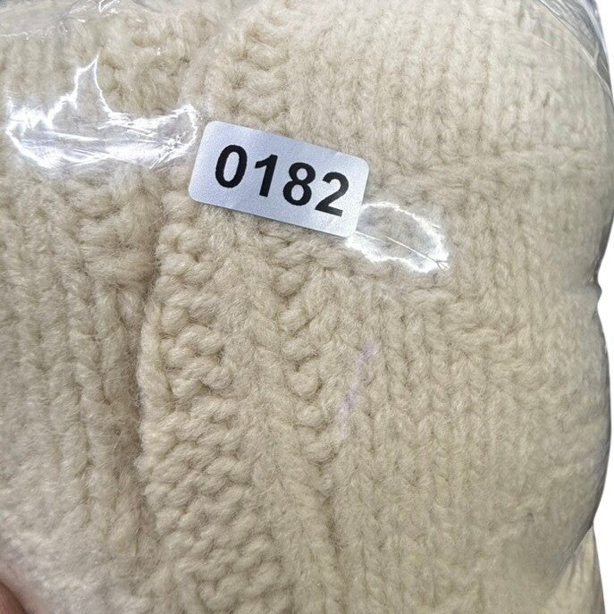 Lahmar Mens Cream Cable Knit Sweater Long Sleeve Crewneck Size M Made in USA