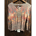 No Boundaries Womens Long Sleeve Waffle Knit Mandala Graphic Thermal Top Orange