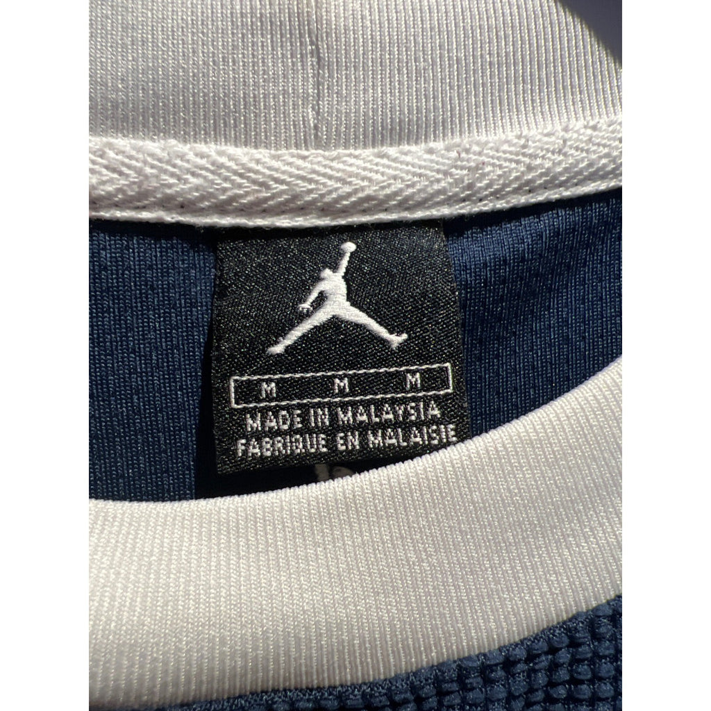 Jordan Brand Waffle Knit Thermal Long Sleeve Shirt Navy Blue White Colorblock
