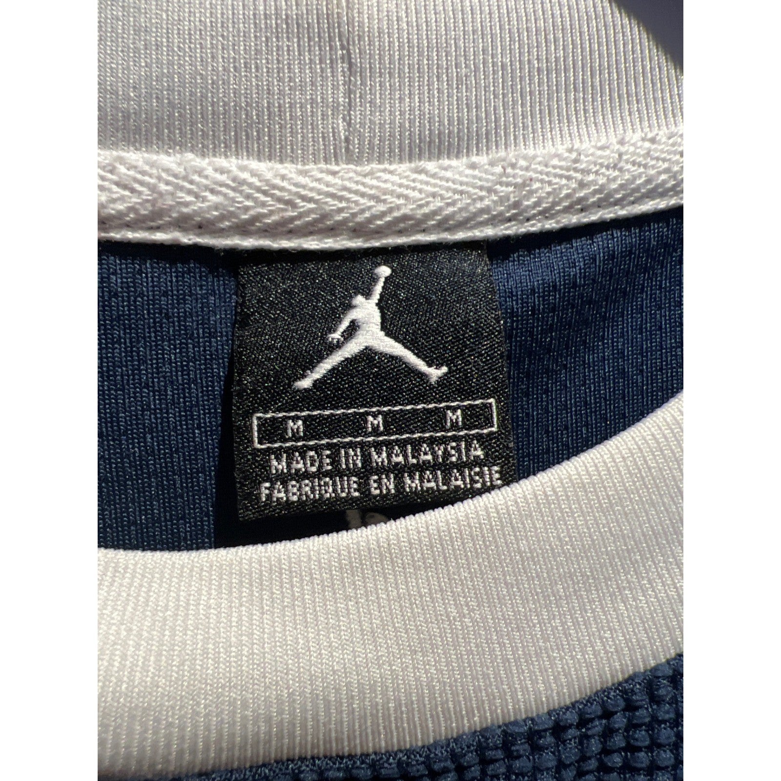 Jordan Brand Waffle Knit Thermal Long Sleeve Shirt Navy Blue White Colorblock