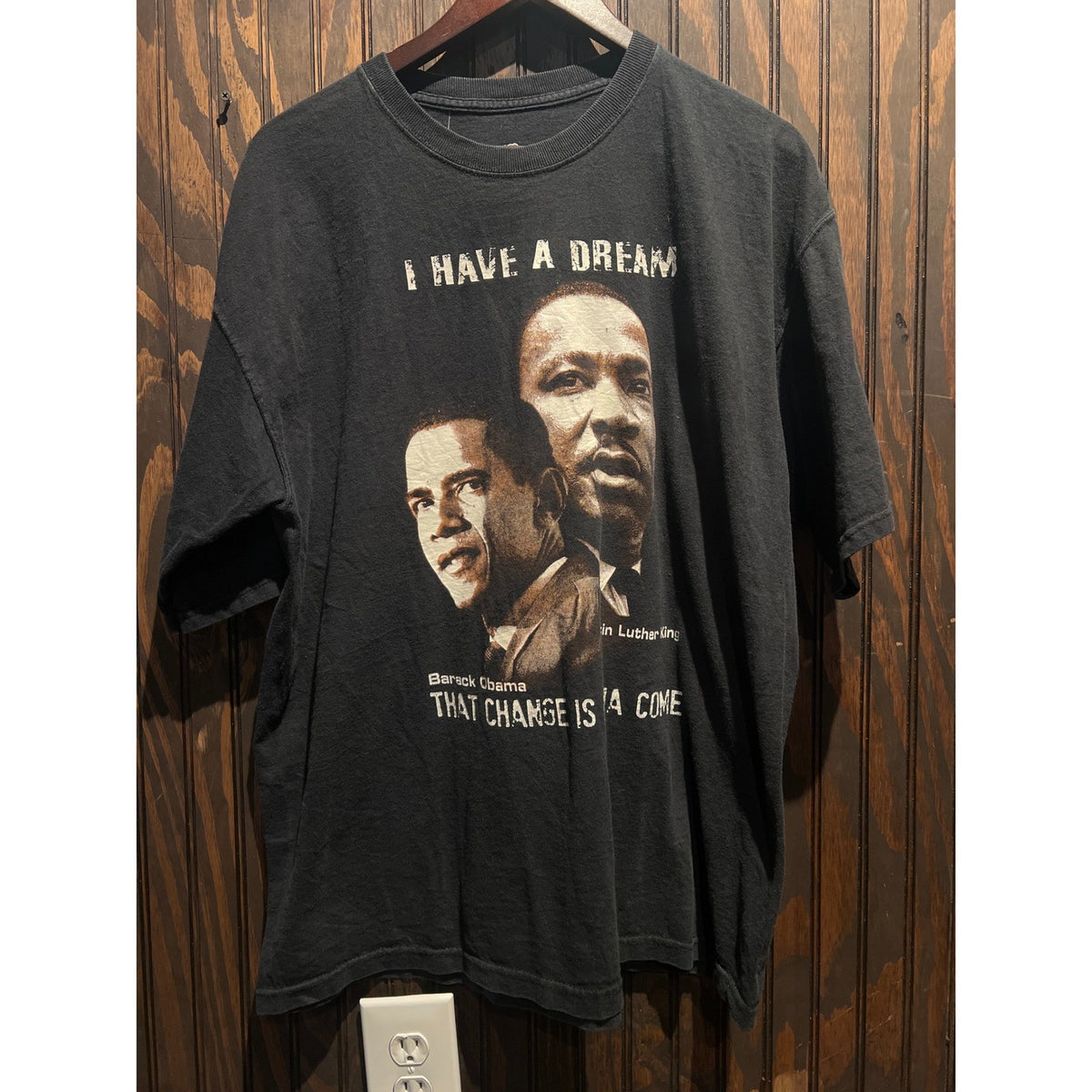 Barack Obama Martin Luther King Jr I Have A Dream Graphic T-Shirt Black XL 24x29