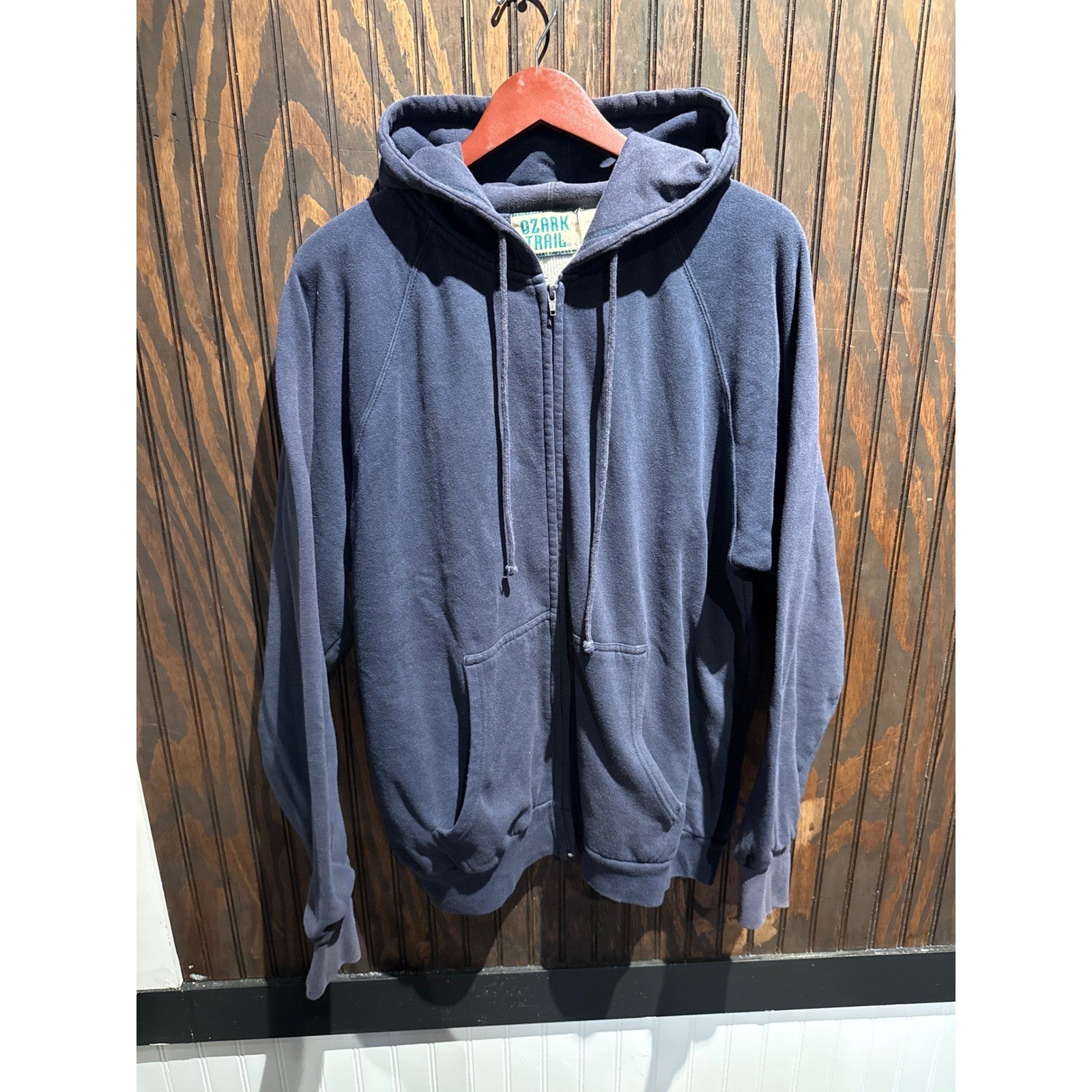 Ozark Trail Vintage Navy Blue Full Zip Thermal Lined Hoodie Mens XL 26x29