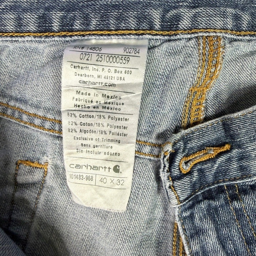 Carhartt Men's Relaxed Fit Straight Leg Jeans Blue Denim 40x32