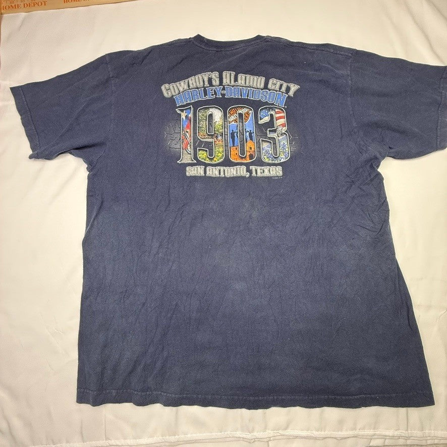 Mens Harley Davidson Motorcycles Graphic T Shirt Blue 1903 San Antonio Texas