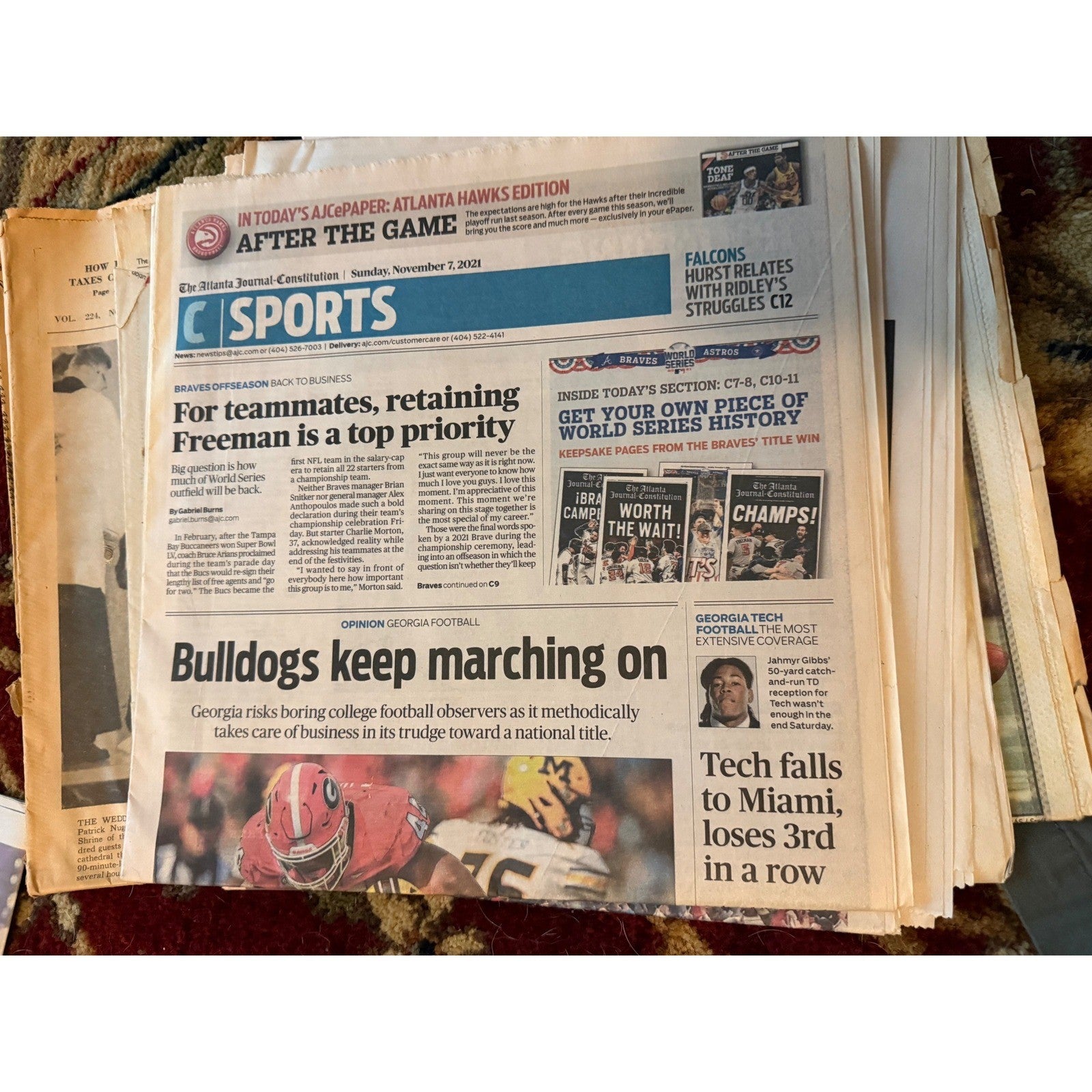 Atlanta Journal-Constitution AJC Nov 7 2021 Braves World Series Bulldogs Sports